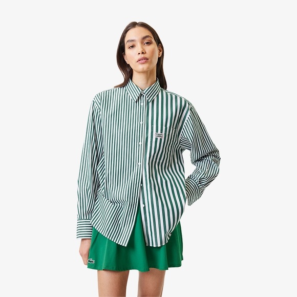 Lacoste x Bandier Striped Cotton Poplin Shirt | Size 34 - Picture 5 of 7